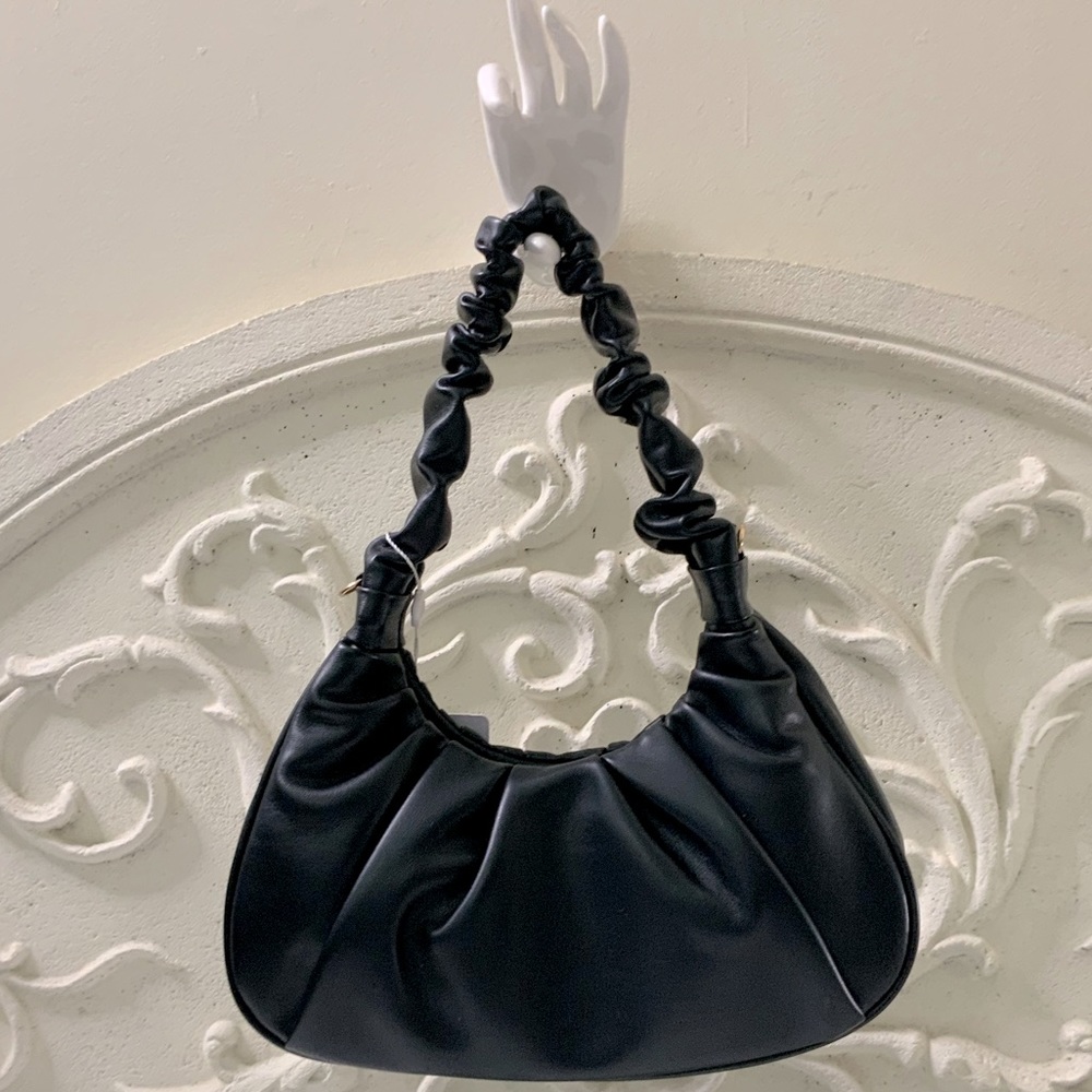 Black Ruched Mini Handbag NWT